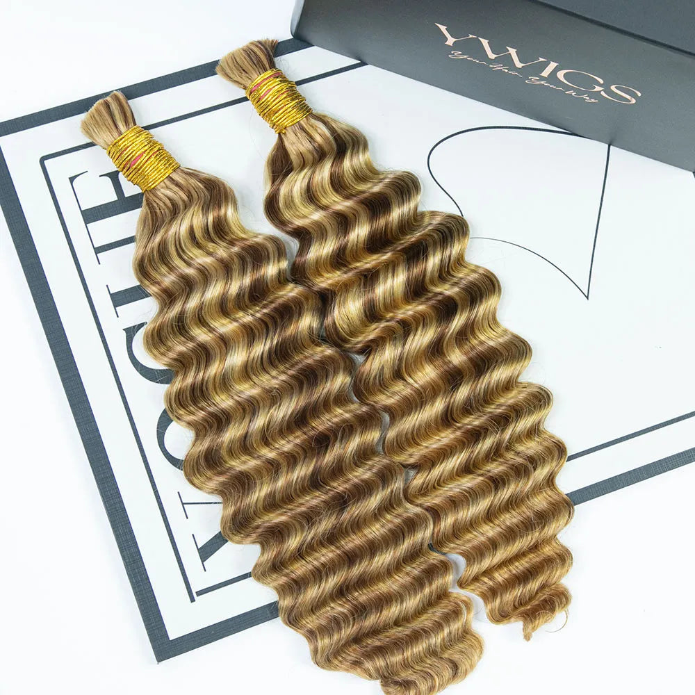 Mix Color Blend #27/#30/#613 Deep Wave for Woman Bulk Human Braiding Hair 