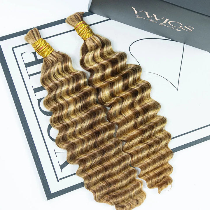 Mix Color Blend #27/#30/#613 Deep Wave for Woman Bulk Human Braiding Hair 