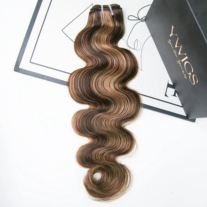 Multi-color #4/#27/#30 mix body wave human hair weft