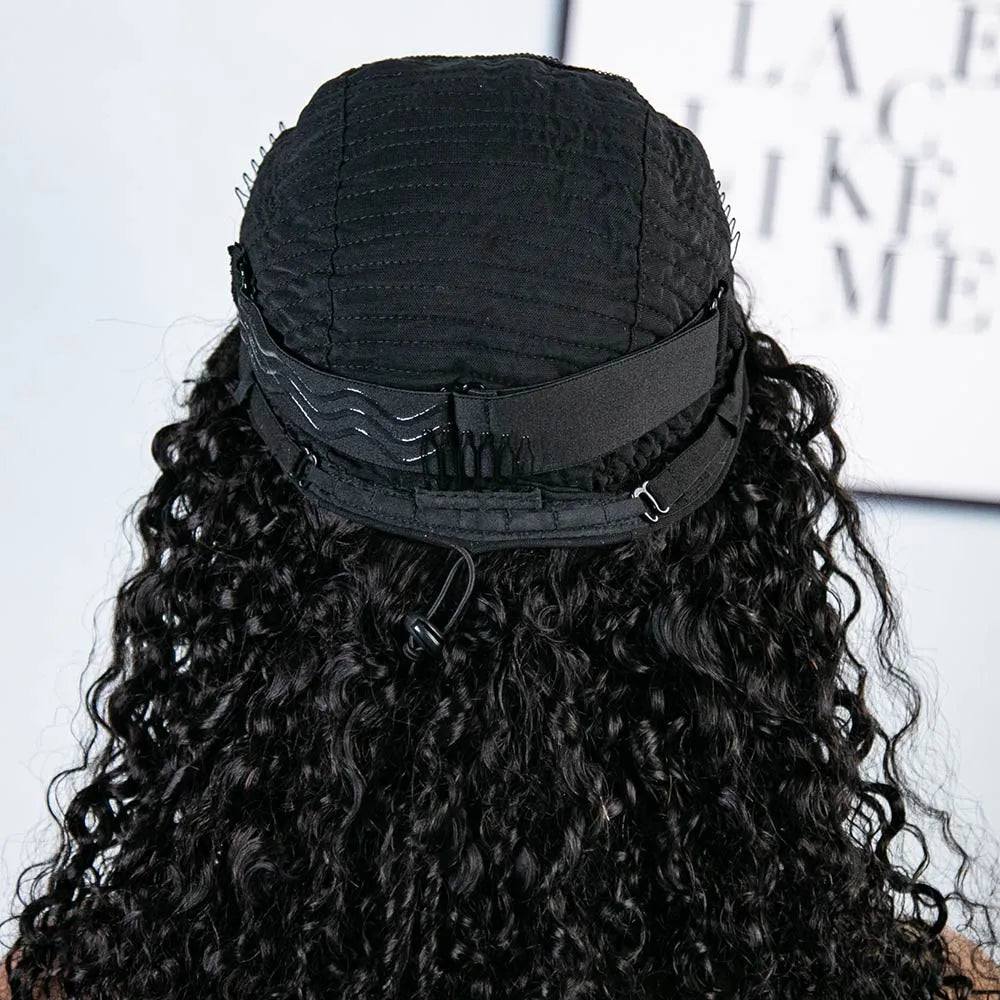 Multi-textured Kinky Curly Half Wig Flexible Fit Drawstring