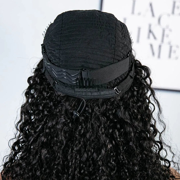 Multi-textured Kinky Curly Half Wig Flexible Fit Drawstring