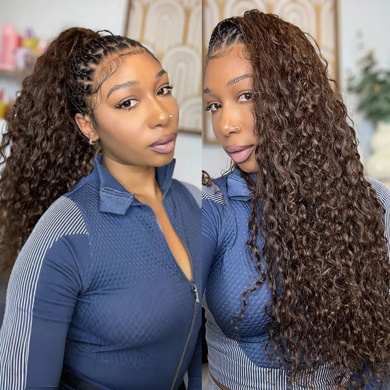 Ombre Brown HD Lace Bohemian Human Hair Full Lace Braided Wig