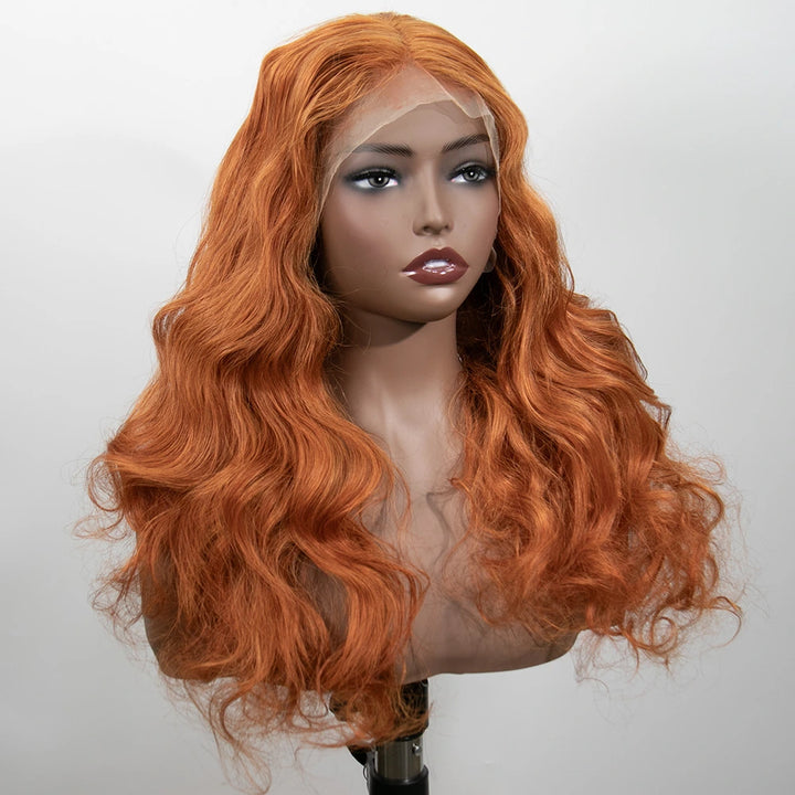 20 Inch 150% Density Orange Color Body Wave 13x4 Lace Front Wig for Sale Y250201