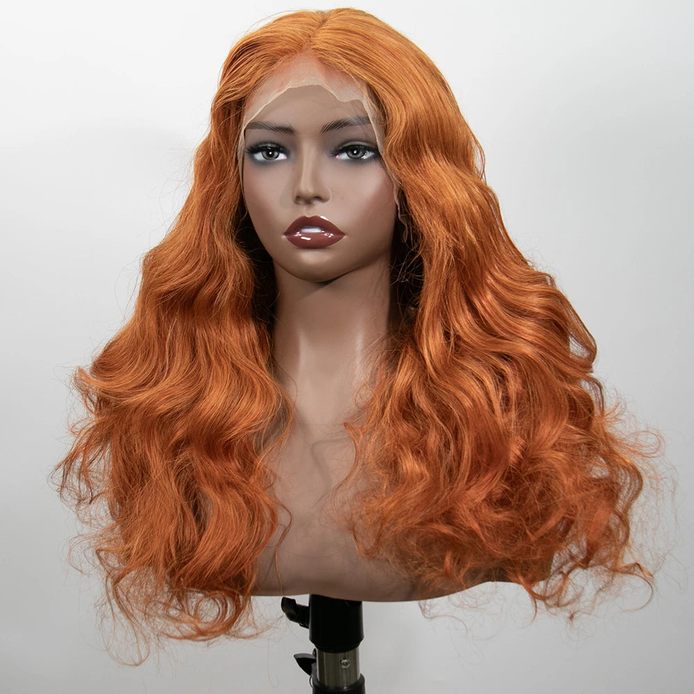 20 Inch 150% Density Orange Color Body Wave 13x4 Lace Front Wig for Sale Y250201