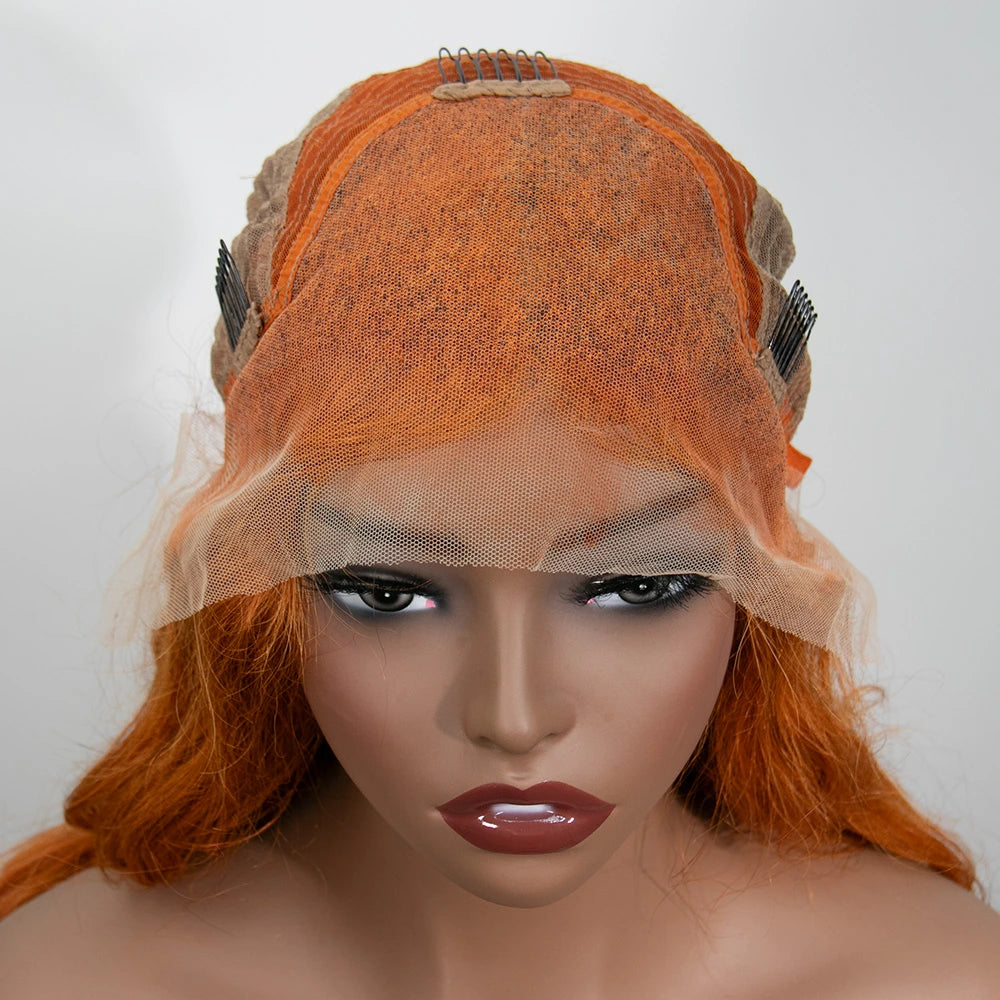 20 Inch 150% Density Orange Color Body Wave 13x4 Lace Front Wig for Sale Y250201