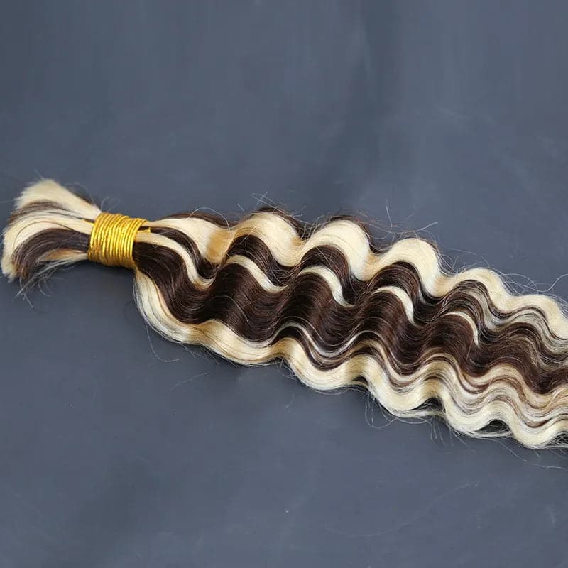 Piano Color Deep Wave Bulk Hair Extensions for Braiding