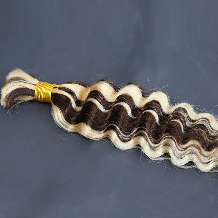 Piano Color Deep Wave Bulk Hair Extensions for Braiding