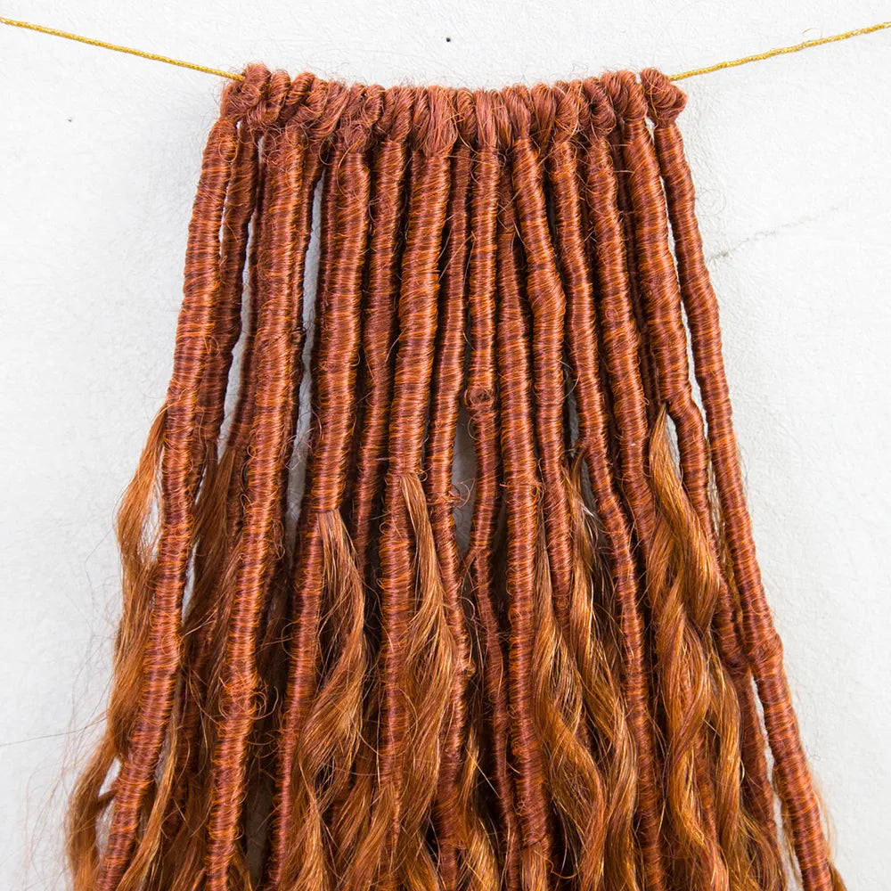 #350 Solid Ginger Crochet Boho Locs with Human Hair Curls – Ywigs