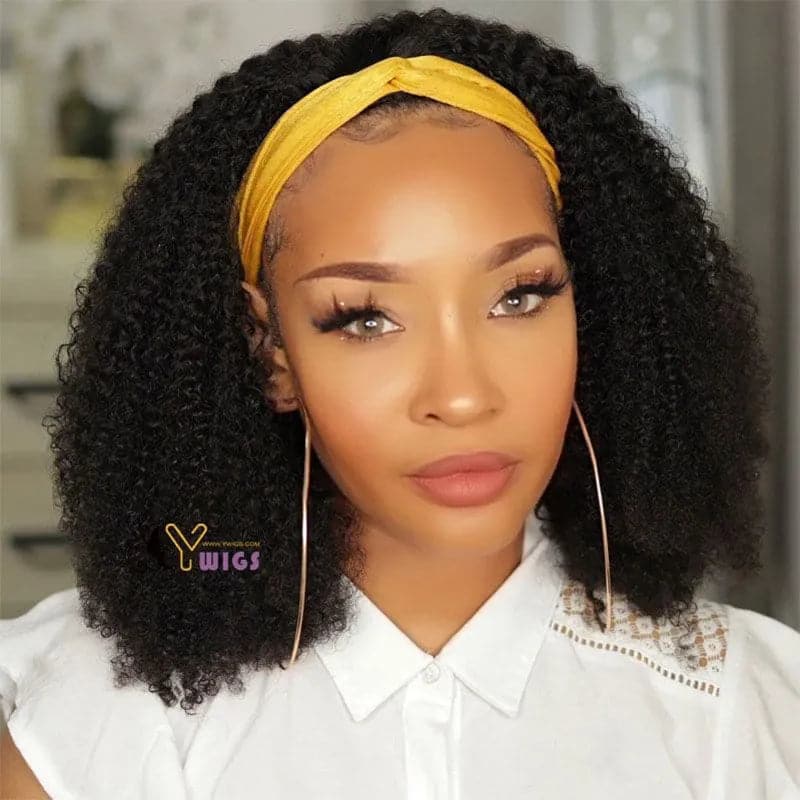Ruth Kinky 4B 4C Human Hair Headband Bob Wig
