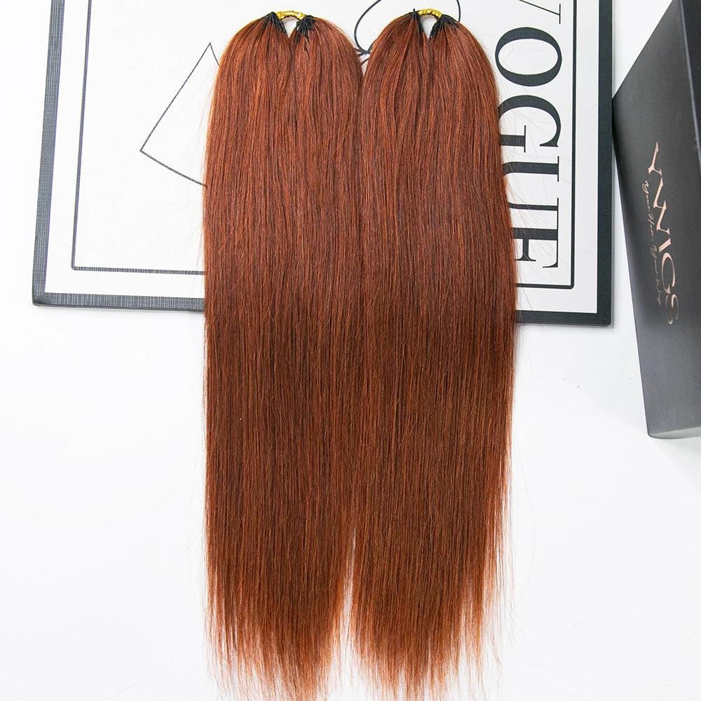 silky straight crochet human hair copper color