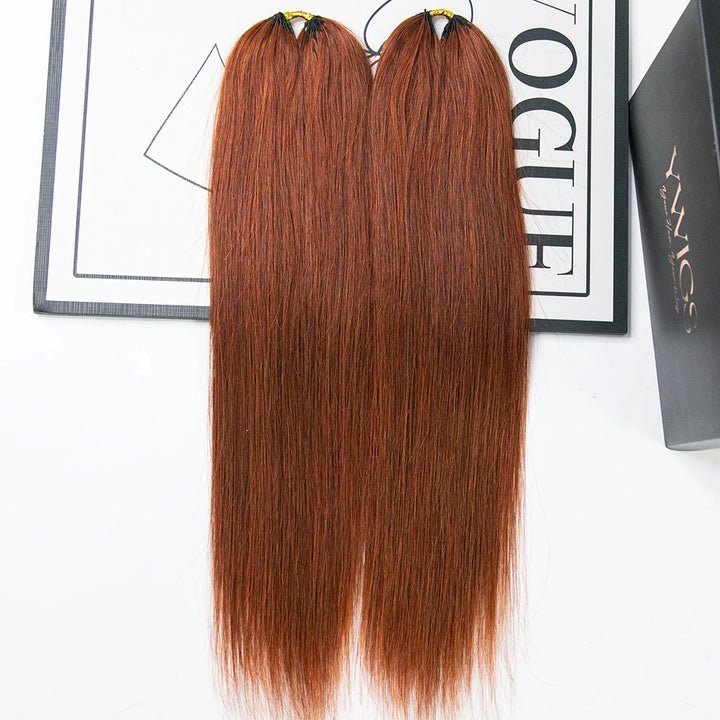 silky straight crochet human hair copper color