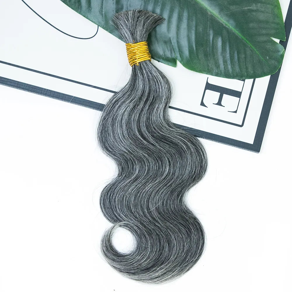 Salt and Pepper Body Wave Bulk Human Braiding Hair Ywigs