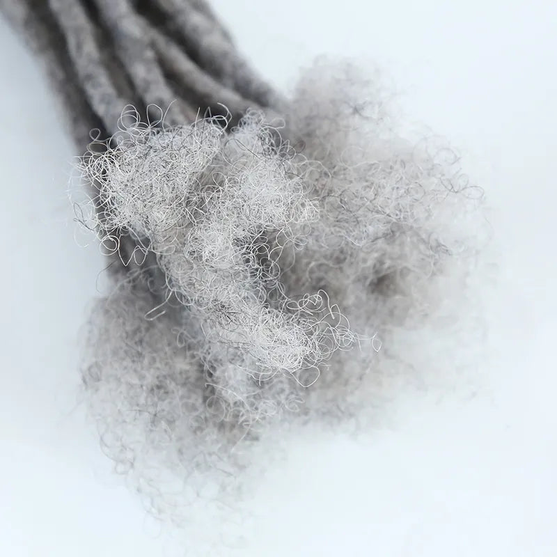 Salt and Pepper Human Hair Dreadlock Extensions - 90% Salt and 10% Pepper