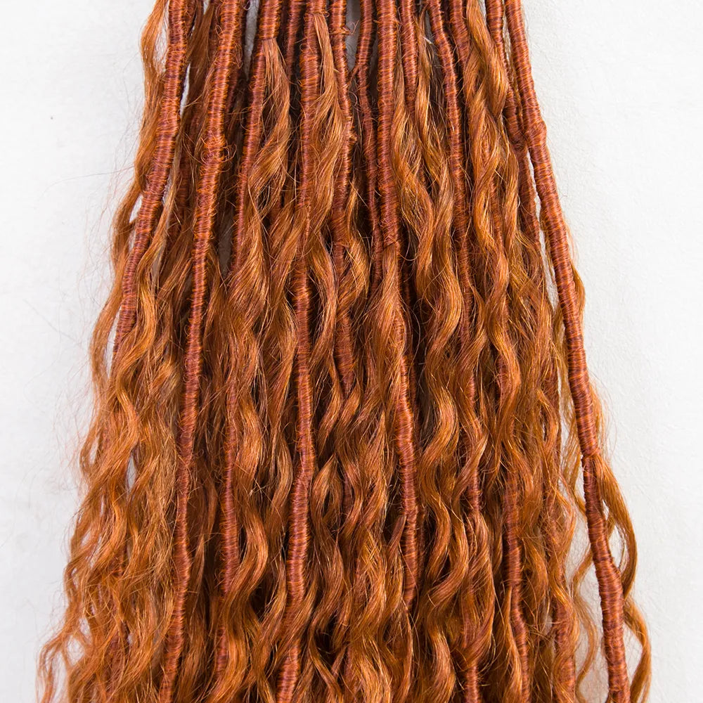 #350 Solid Ginger Crochet Boho Locs with Human Hair Curls – Ywigs