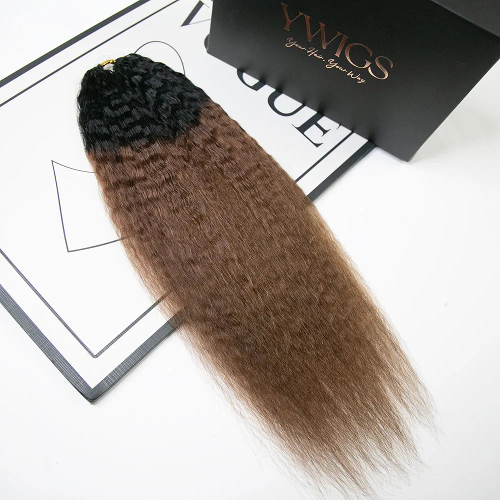 #T1B/30 light brown kinky straight crochet human hair