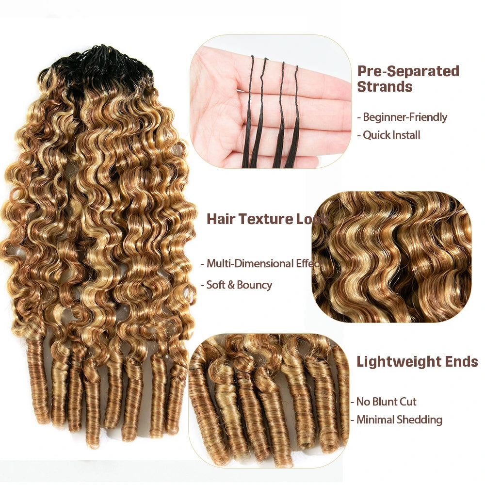 T1B/27/30/613 ombre color water curly human crochet hair for braids