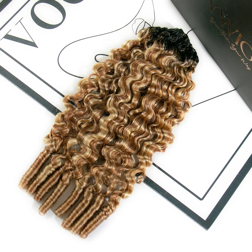 T1B/27/30/613 ombre color with dark roots water curly feather crochet hair