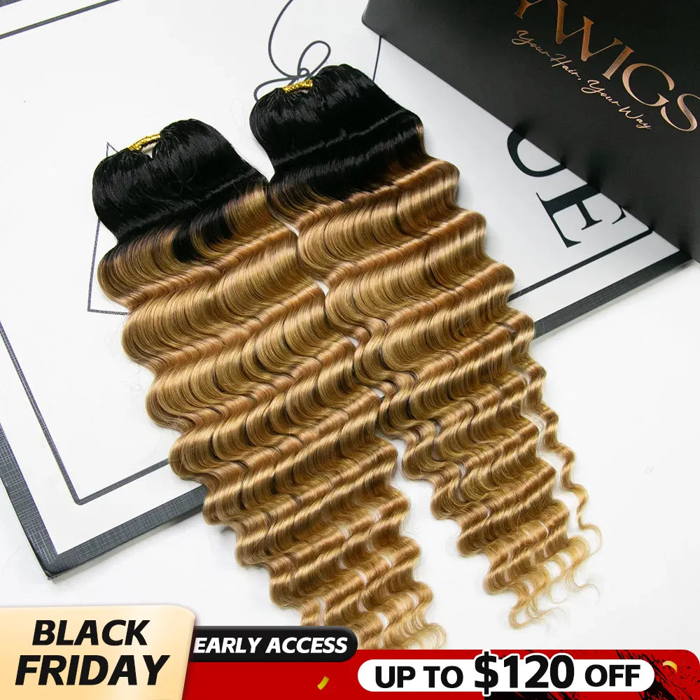 T1B/27 deep wave human crochet hair black friday sale