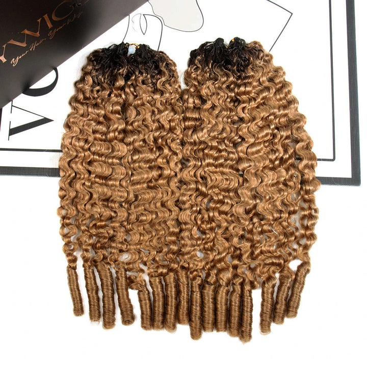 T1B/27 ombre blonde water curly feather crochet hair