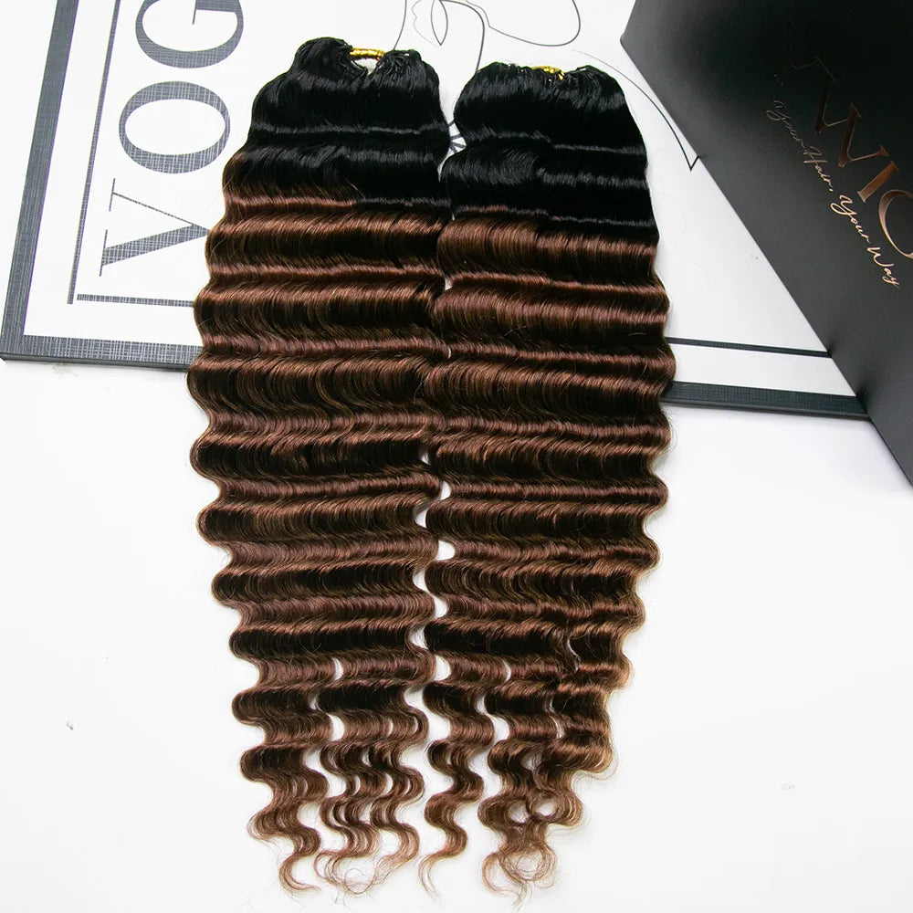#T1B/30 Light Brown Deep Wave Human Crochet Hair