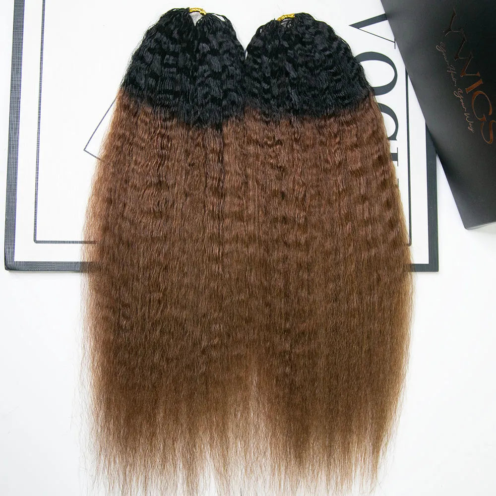 #T1B/30 Light Brown Kinky Straight Human Crochet Hair