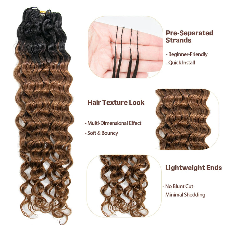T1B/30 light brown water wave feather crochet hair for protective styles