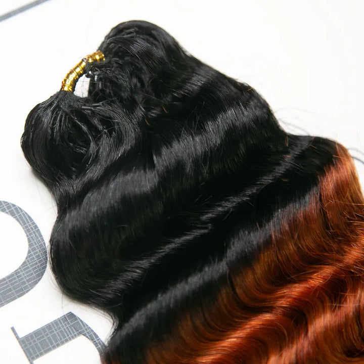 #T1B/350 ginger deep wave crochet hair