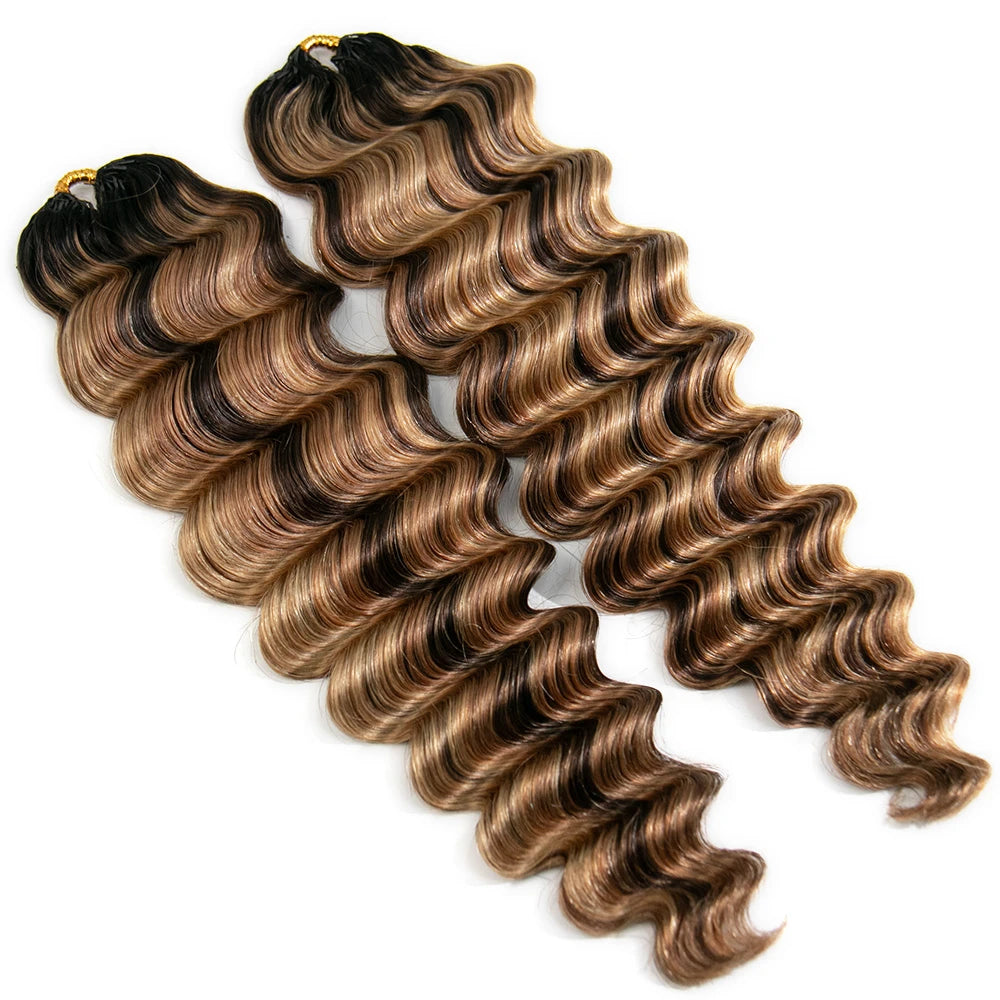 T1B/4/27/30 OMBRE COLOR LOOSE DEEP WAVE FEATHER CROCHET