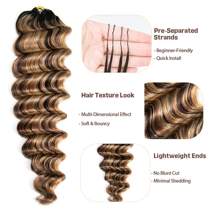 T1B/4/27/30 mix blend loose deep wave crochet hair for vacation