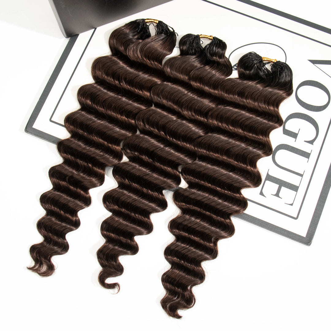 T1B/4 loose deep wave feather crochet hair with dark roots
