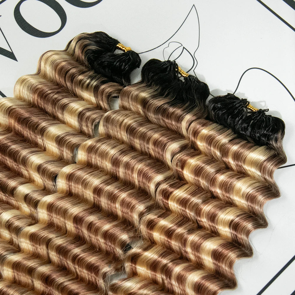 T1B/27/30/613 deep wave feather crochet hair