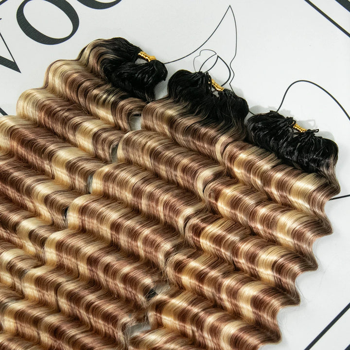T1B/27/30/613 deep wave feather crochet hair