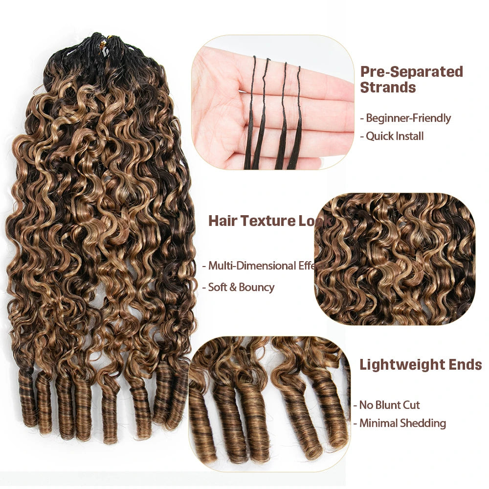 T1B/4/27/30 blend water curly feather crochet hair for summer holidays