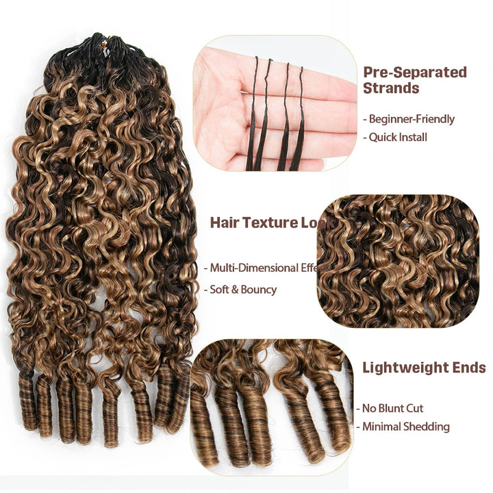 T1B/4/27/30 blend water curly feather crochet hair for summer holidays