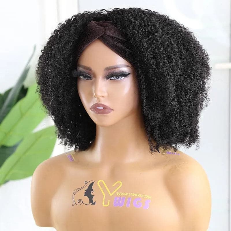 Multi-Textured Human Hair Headband Bob Wig