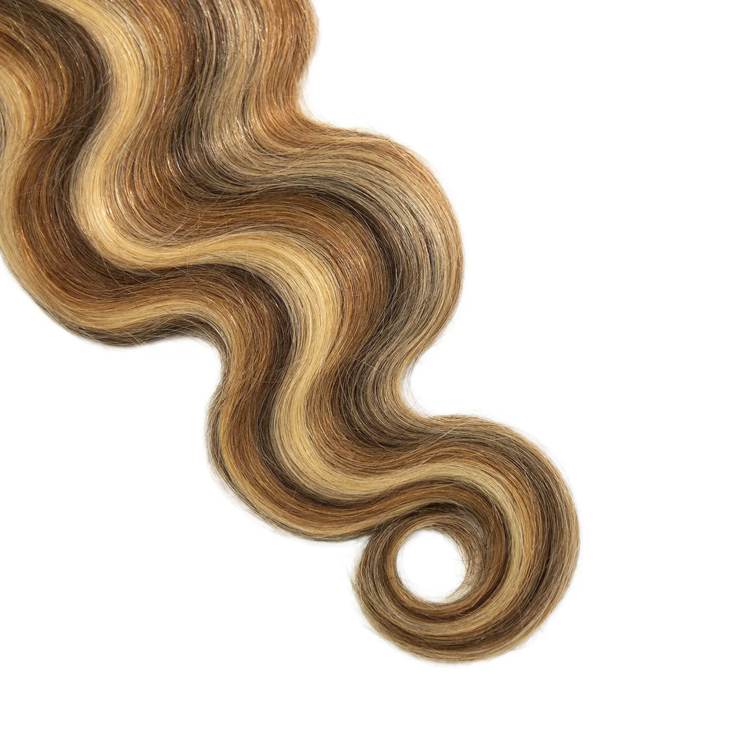 Close-up of Ywigs Customized #4/27/30 Body Wave Bulk Human Braiding Hair ends showing soft defined waves