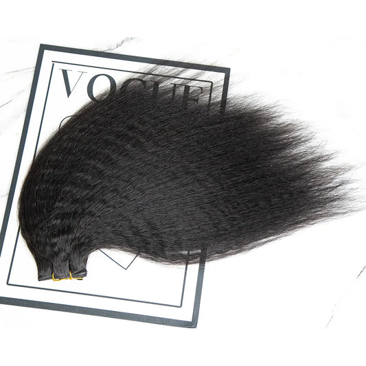 Ultra Thin Genius Weft Bundle Human Hair Extensions Kinky Straight