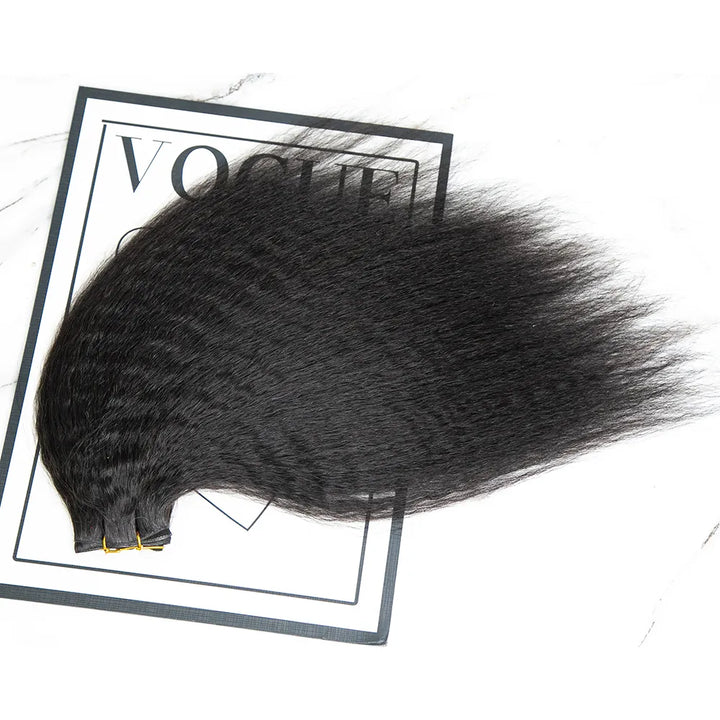 Ultra Thin Genius Weft Bundle Human Hair Extensions Kinky Straight