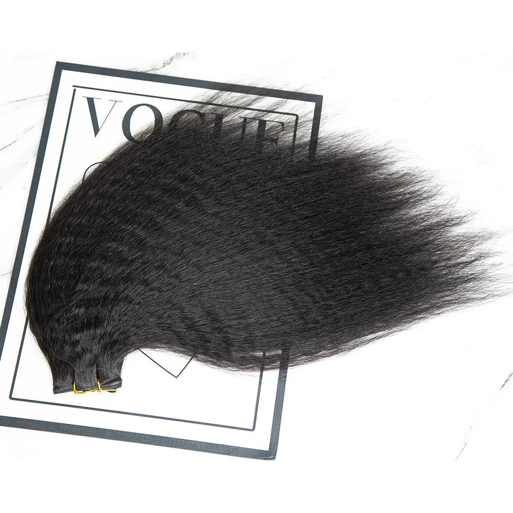 Ultra Thin Genius Weft Bundle Human Hair Extensions Kinky Straight