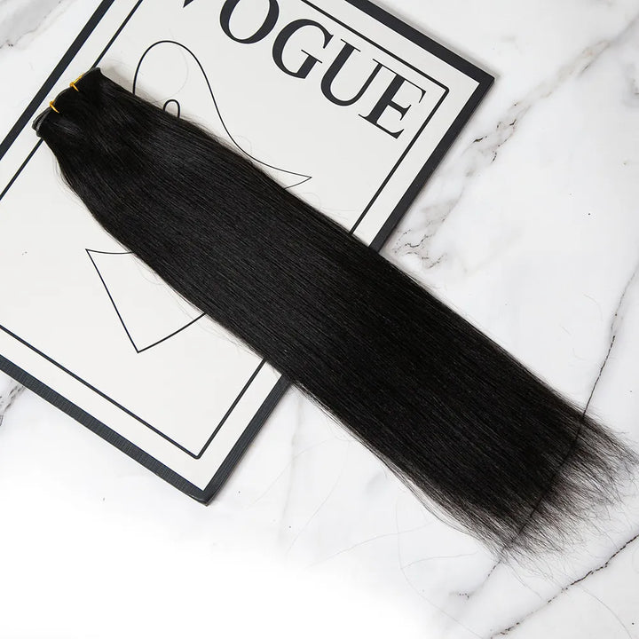 Ultra Thin Genius Weft Bundle Human Hair Extensions Light Yaki