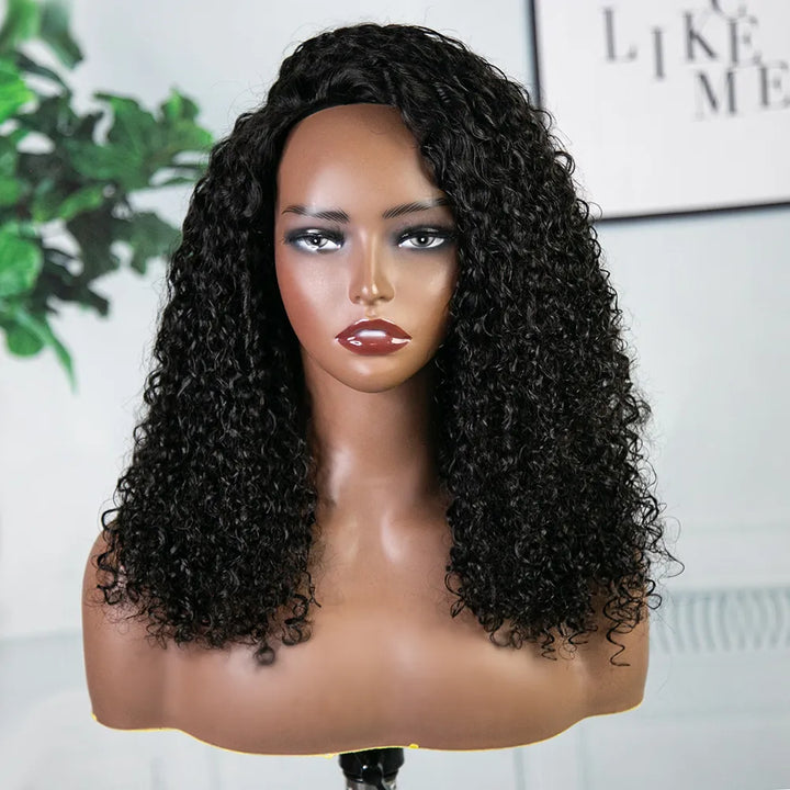 Water Wave Half Wig Flexible Fit Drawstring Human Hair Wig