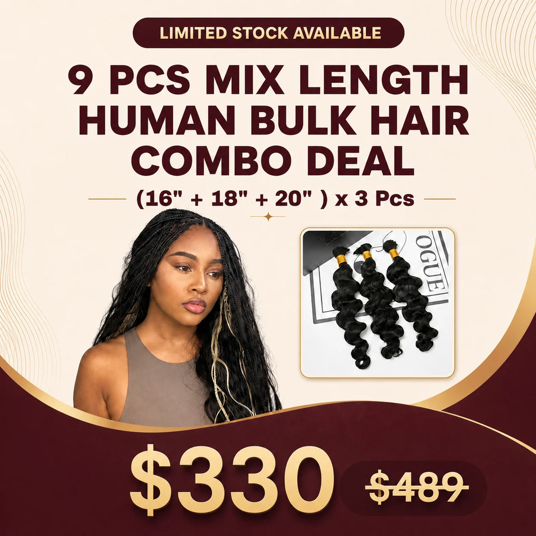 Ywigs 9 Pcs Natural Color Human Bulk Hair Combo Deal - $330