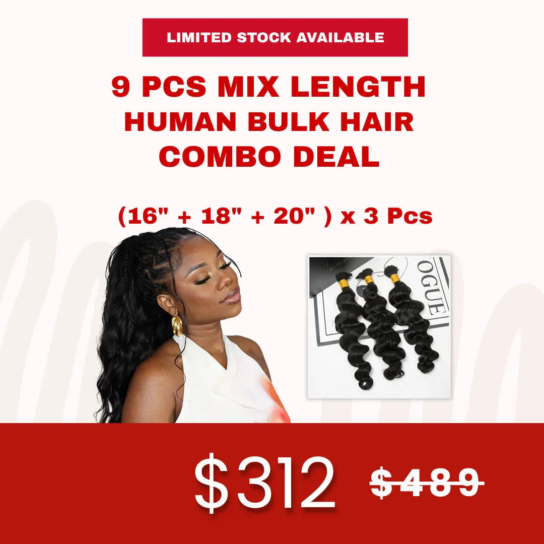 Ywigs 9 Pcs Natural Color Human Bulk Hair Combo Deal - $312