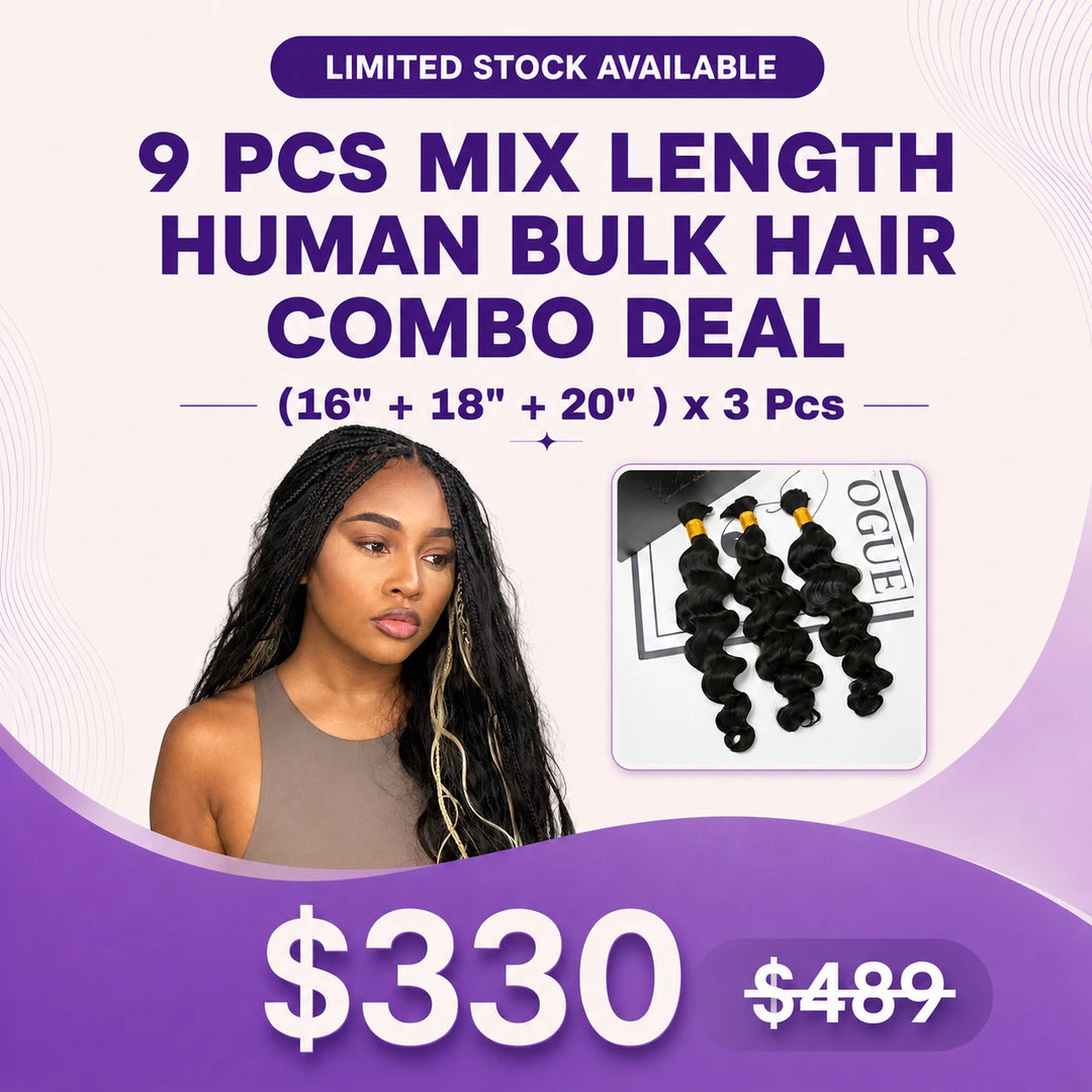 Ywigs 9 Pcs Natural Color Human Bulk Hair Combo Deal - $330
