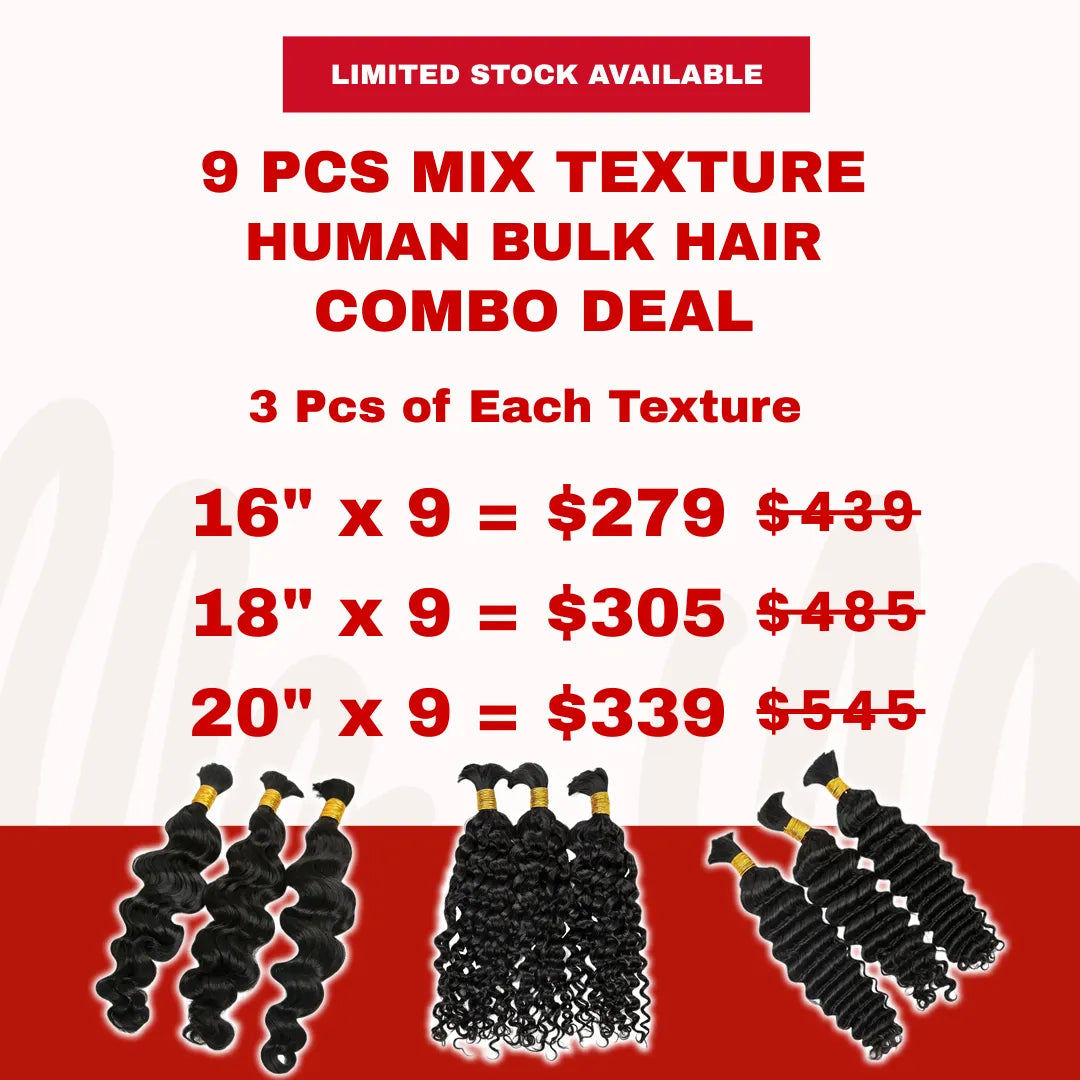 Ywigs 9pcs Natural Color Mix Texture Bulk Hair Combo Deal $279-$339