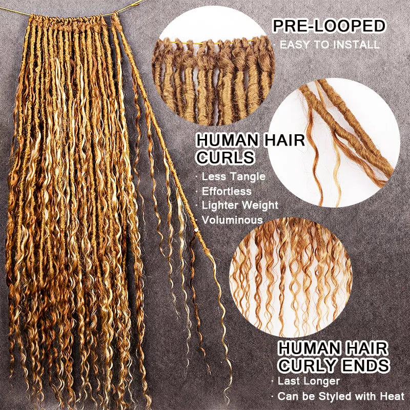 Blonde Crochet Soft Locs W Human Hair Curls