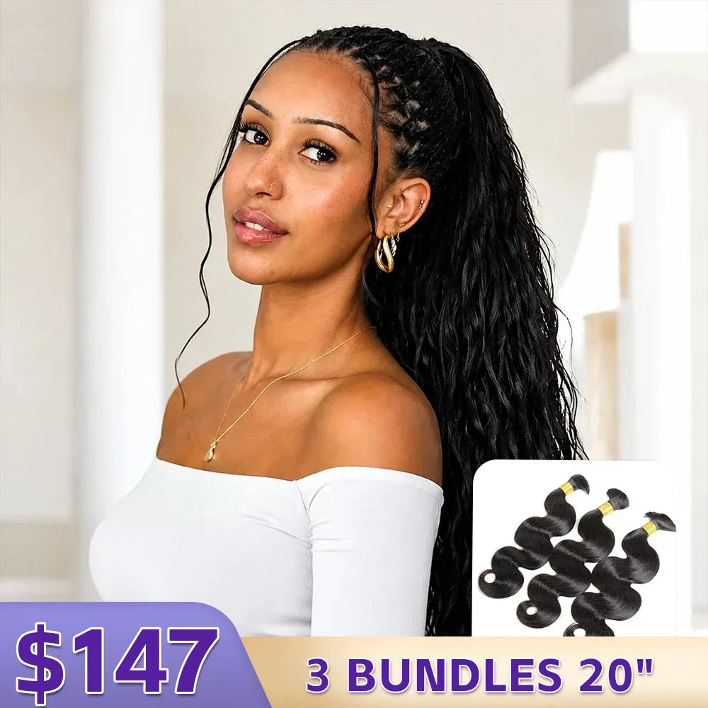 Ywigs Body Wave Bulk Hair Extensions for Braiding front view