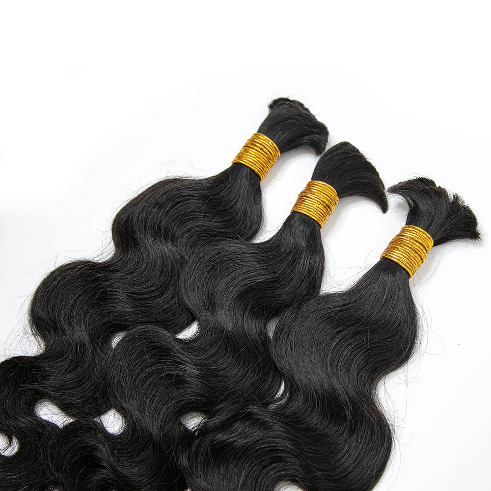 body wave bulk human braiding hair bundles showing consistent thickness and soft wave texture Ywigs