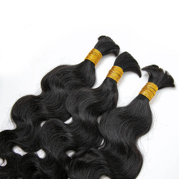 body wave bulk human braiding hair bundles showing consistent thickness and soft wave texture Ywigs