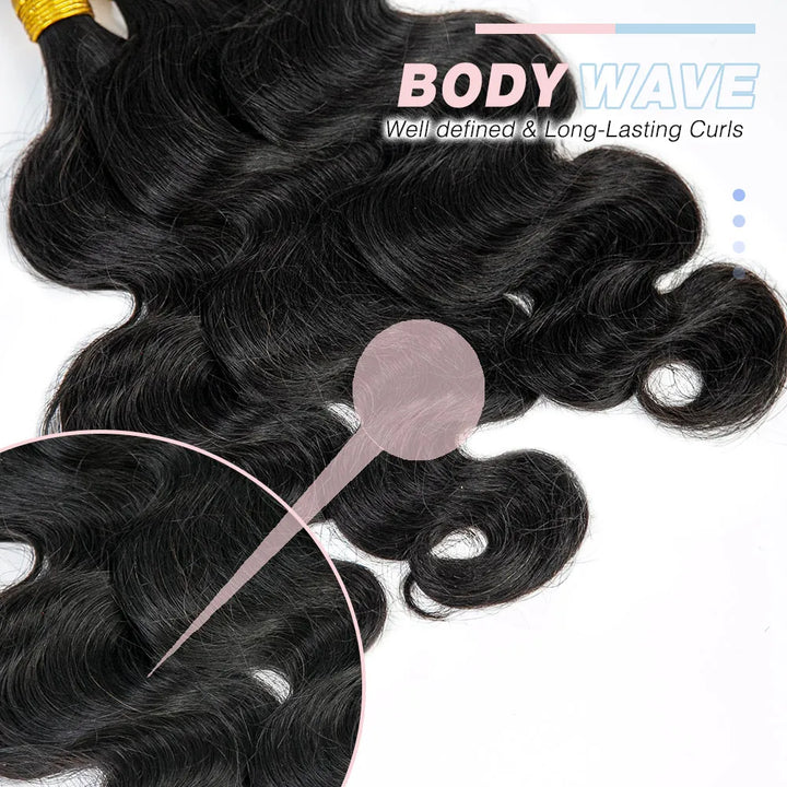 body wave bulk human braiding hair showing defined body wave texture and natural sheen Ywigs